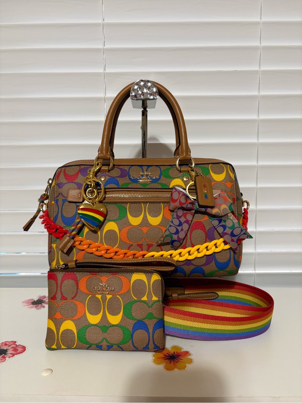 Coach pride Rowan Satchel In Rainbow Signature Canvas Set